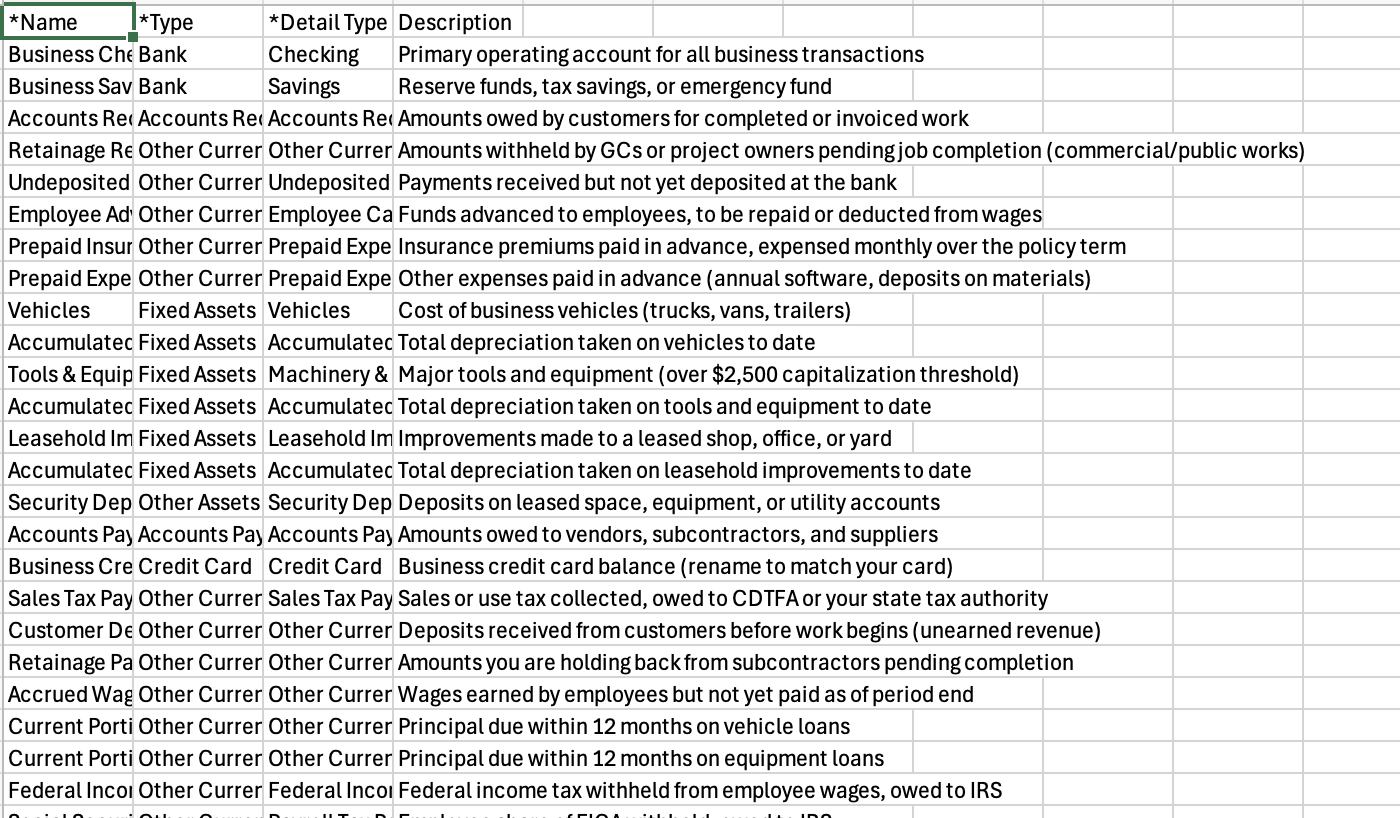 Contractor CSV files preview