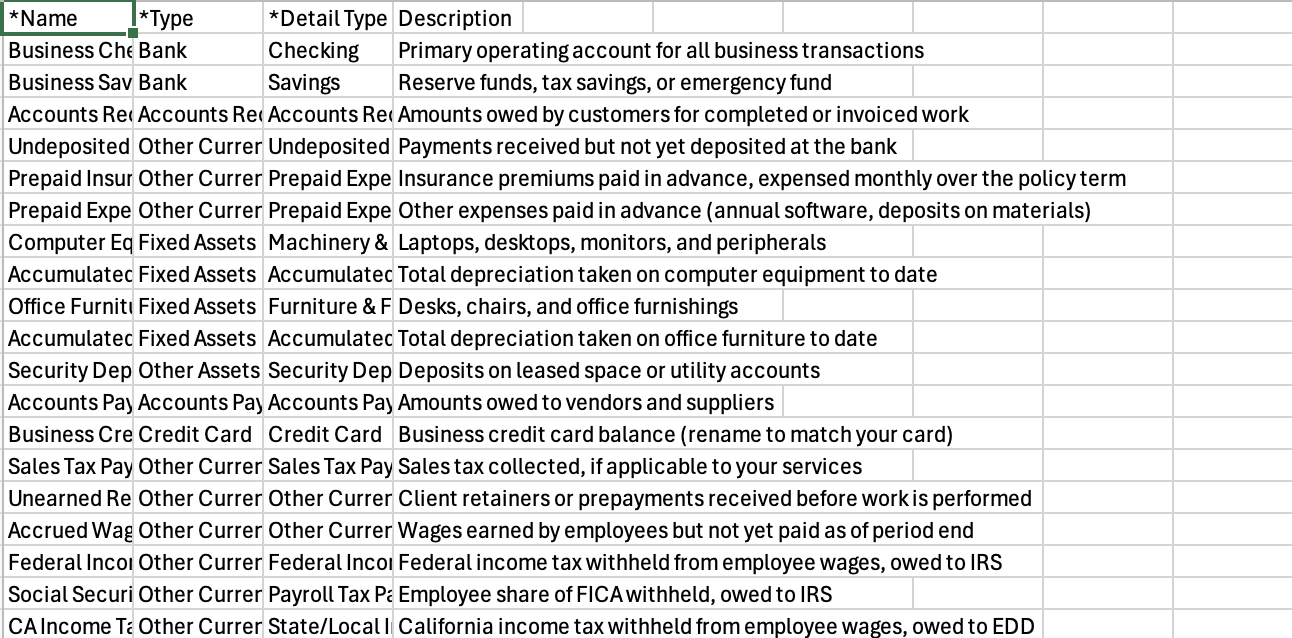 Professional Services CSV files preview