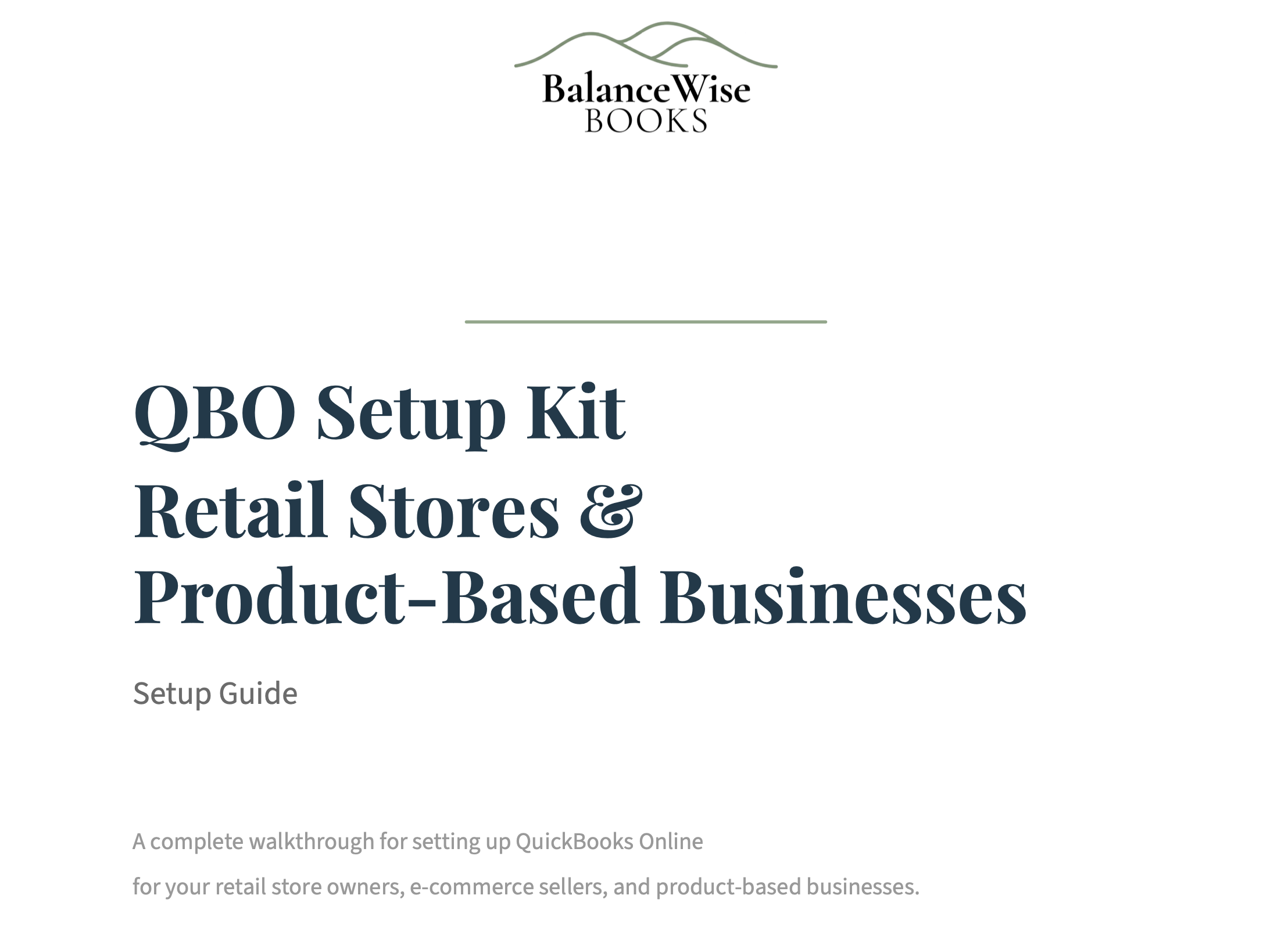 Retail / E-Commerce QBO Setup Kit