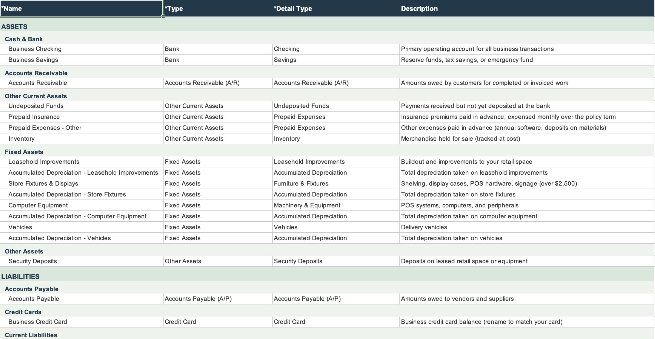 Retail Excel Reference Workbook preview